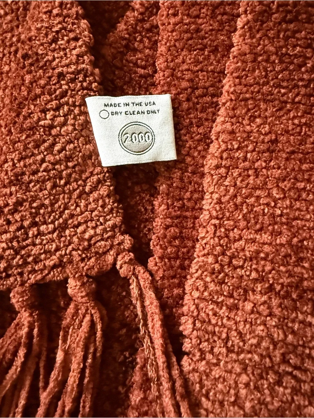 Textiller Weaver Rose Rust Red Knit Fringe Throw Blanket